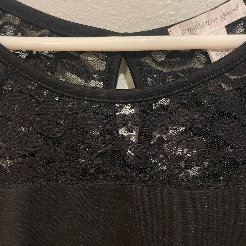 Ambiance Black Lace Peplum Top - Picture 2 of 4